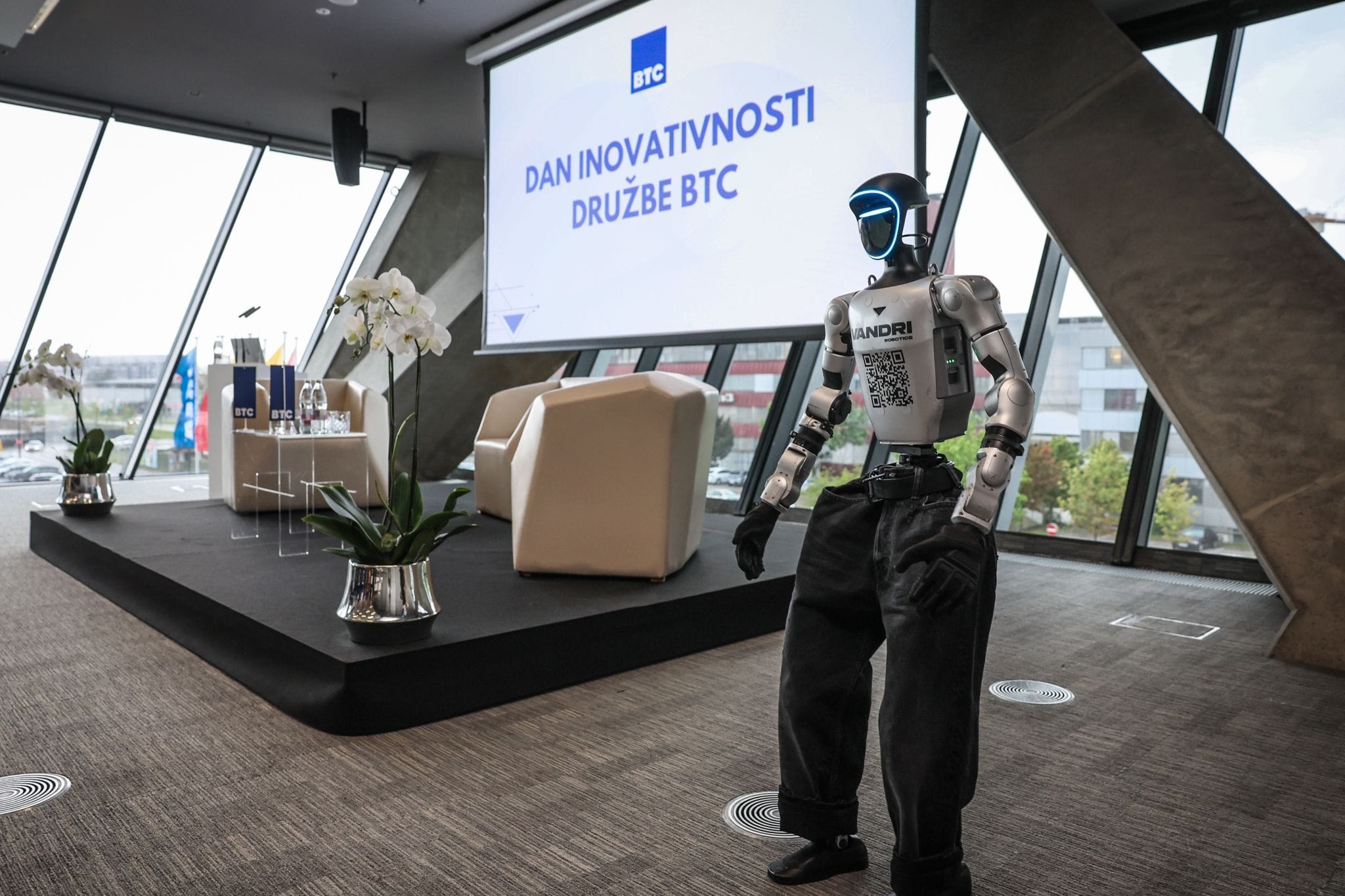 Humanoid robot Jože on stage at BTC Day of Innovation 2026