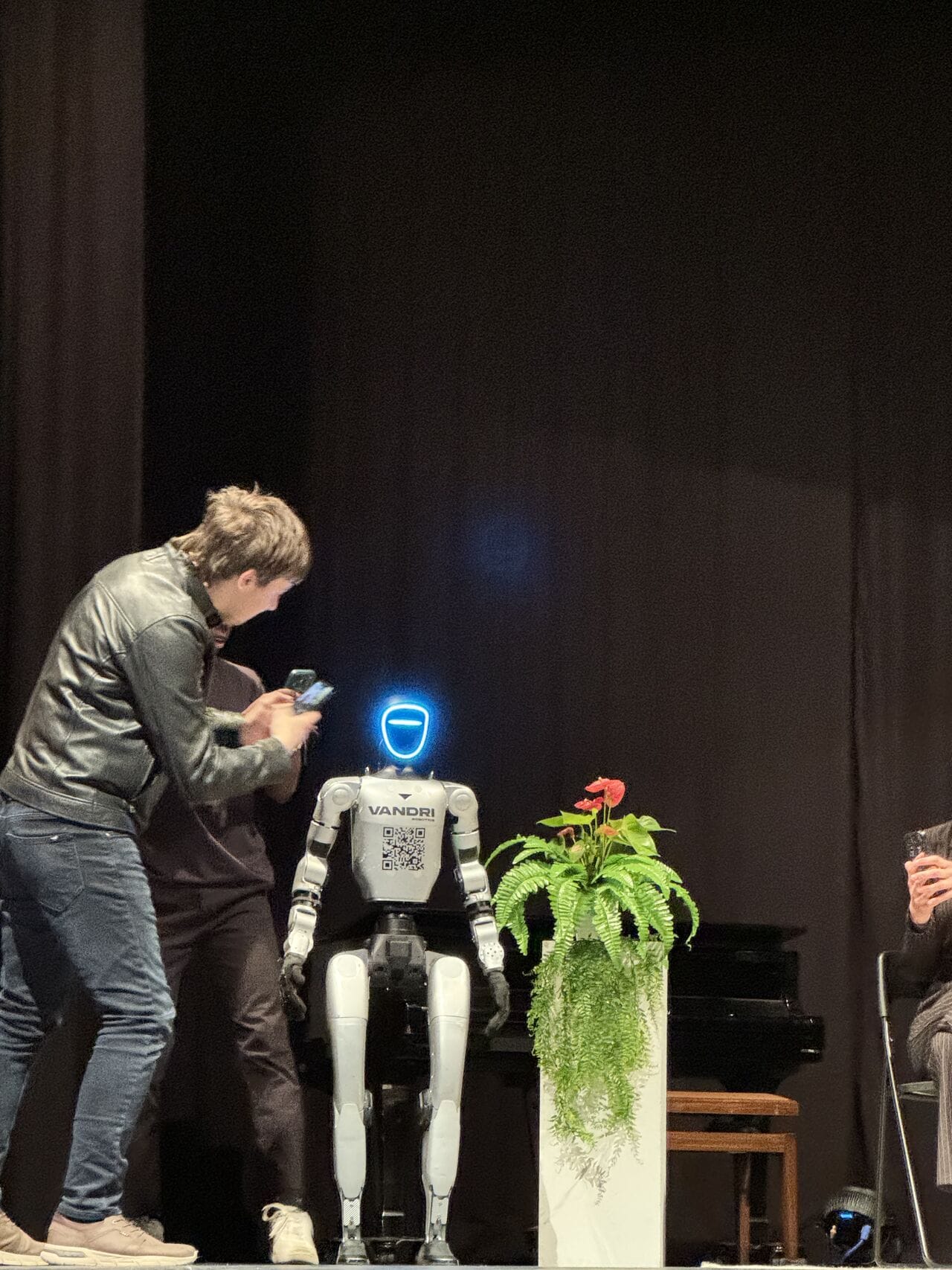 Backstage check of the humanoid robot before the performance